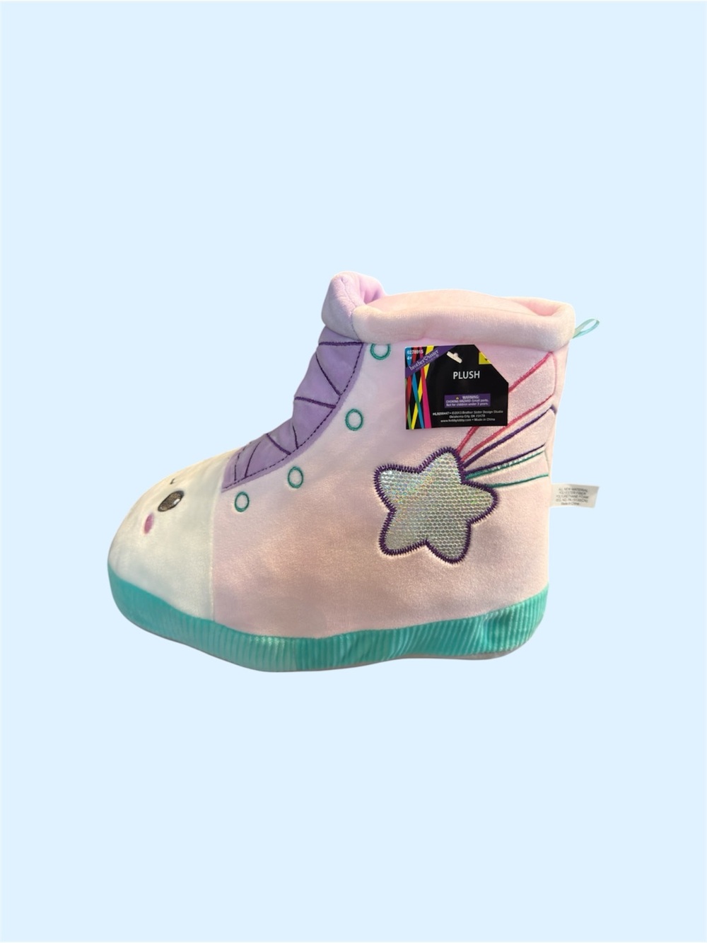 Unicorn Plush Boot Slipper Pillow | Rainbow Star | Soft Novelty Plush | NWT